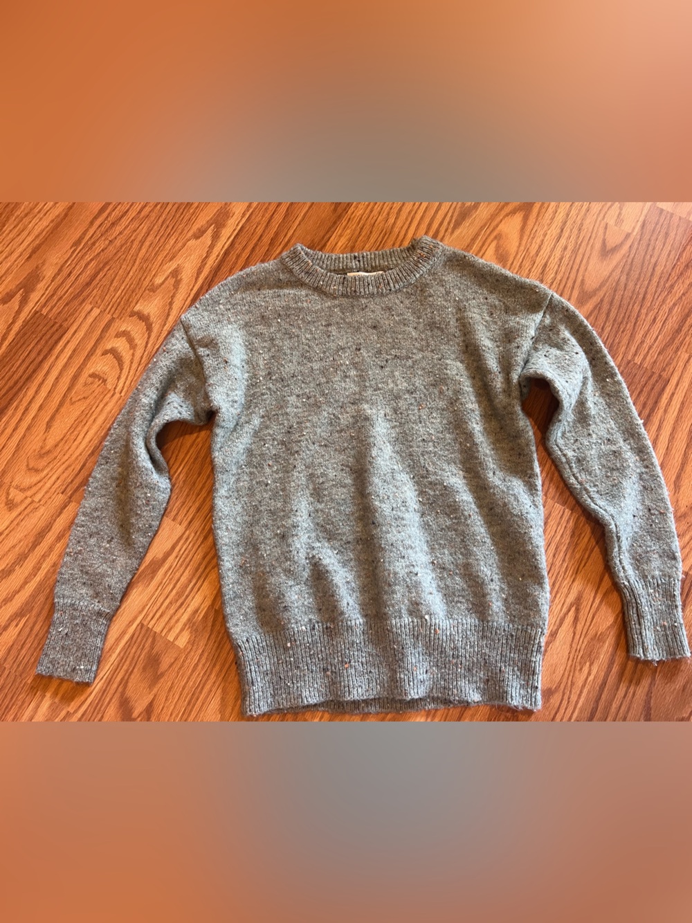 Staccato Heather Teal Grey Speckled Crewneck Sweater - Small
